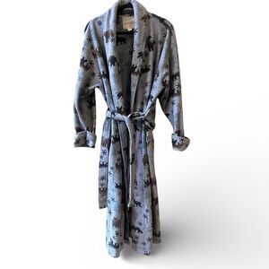 Erika Taylor Intimates Country Robe Size Medium Brown Bears Snowflakes Gray Vtg